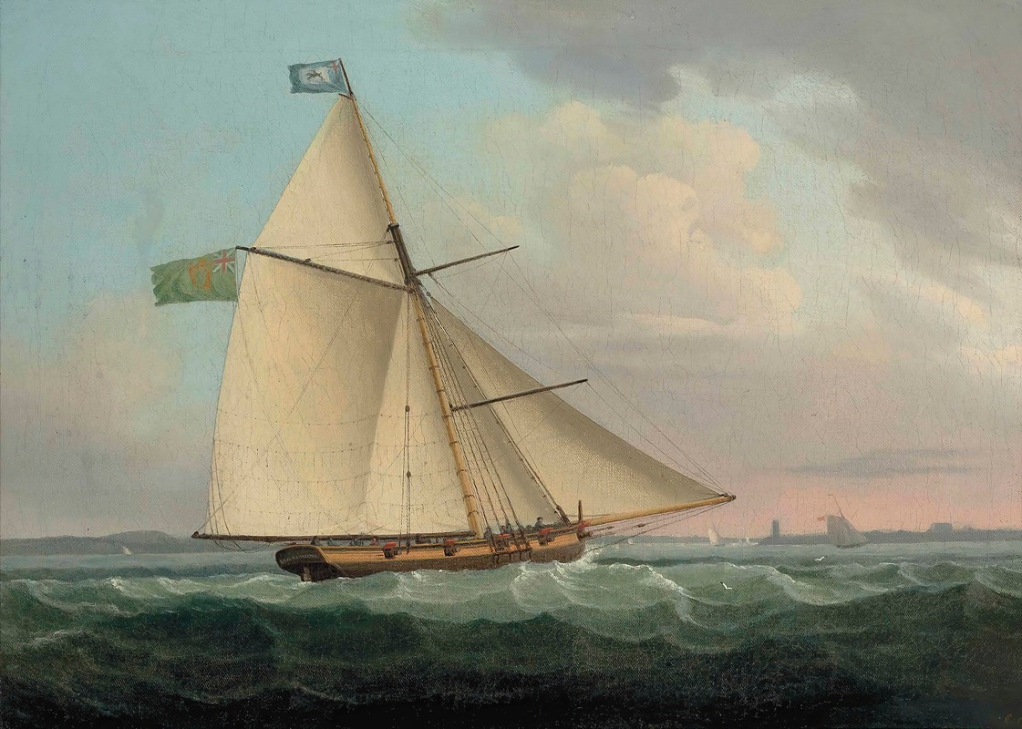 Thomas Whitcombe painting of the Irish postal packet Earl of Leicester approaching Waterford Harbour in 1796